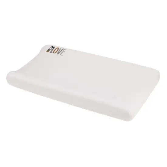 NoJo Disney Mickey Mouse Love Mickey White, Gray, and Tan Love Applique Super Soft Contoured Changing Pad Cover image {3}