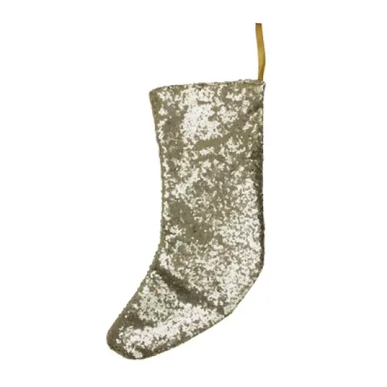 Northlight 17.5" Gray and White Sequins Accented Christmas Stocking image {1}