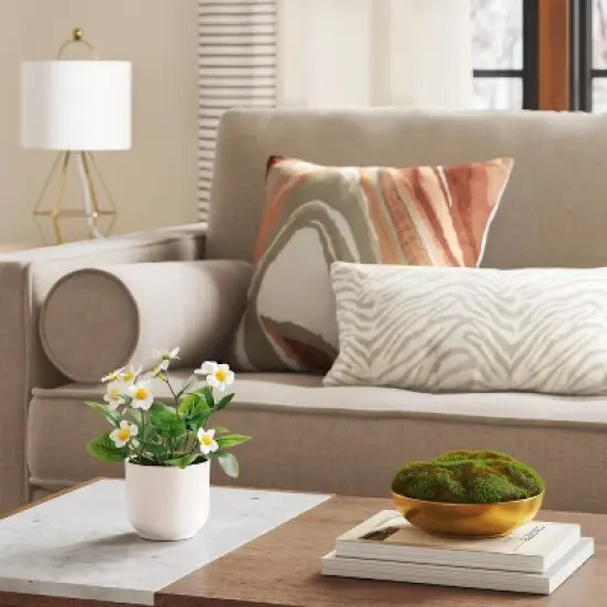Moss in Gold Bowl - Threshold&trade;: Faux Floral Decor, Ceramic Pot, Indoor Tabletop Display image {1}