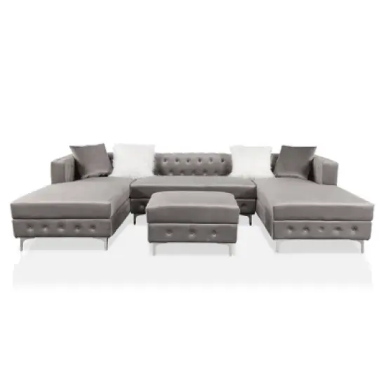 Elmhurst U Shaped Deep Button Tufted Sectional with Ottoman - HOMES: Inside + Out image {5}