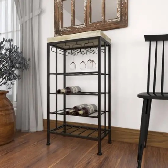 Industrial Metal Rectangle Wine Rack Black - Olivia & May image {22}