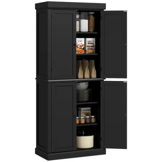 HOMCOM Freestanding Modern 4 Door Kitchen Pantry, Storage Cabinet Organizer with 6-Tier Shelves, and 4 Adjustable Shelves image {6}