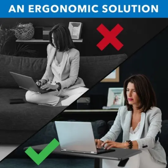 Mount-It! Height Adjustable Overbed & Bedside Table w/ Wheels | Overbed Desk Breakfast Tray for Medical & Home Use | Standing Desk w/ Gas Spring image {6}