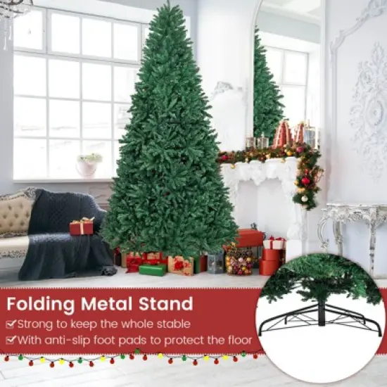 Costway 9 FT Hinged Christmas Tree Unlit Artificial Xmas Decoration w/ 3594 Branch Tips image {8}