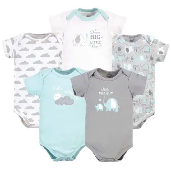 Luvable Friends Baby Boy Cotton Bodysuits, Boy Basic Elephant image {6}