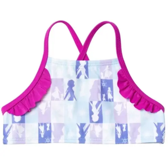 Disney Frozen Princess Anna Elsa Girls One Piece Bathing Suit Bikini Top Rash Guard Modest Swimsuit Skirt and Bottom 5 Set Little Kid to Big Kid image {4}