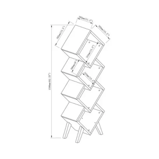 62.25" Braxett 4 Shelf Bookcase - miBasics image {4}