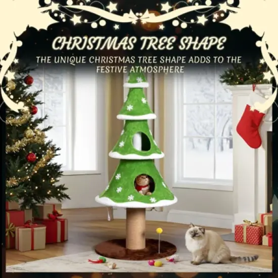 Karl Home 4-tier 59 inch  Cat Tower Christmas Tree Decoration image {8}