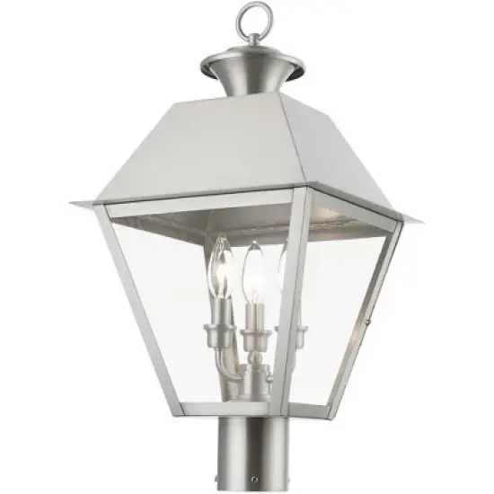 Livex Lighting Wentworth 3 - Light Post Light in  Brushed Nickel image {3}