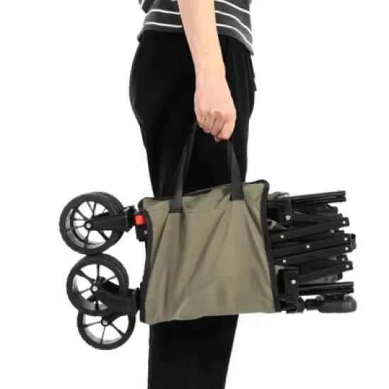FATMOON Folding Wagon Cart with All Terrain Wheels & Adjustable Handle,360&deg; Smooth Mobility,Foldable Design for Camping,Shopping,Sports,Outdoor image {4}