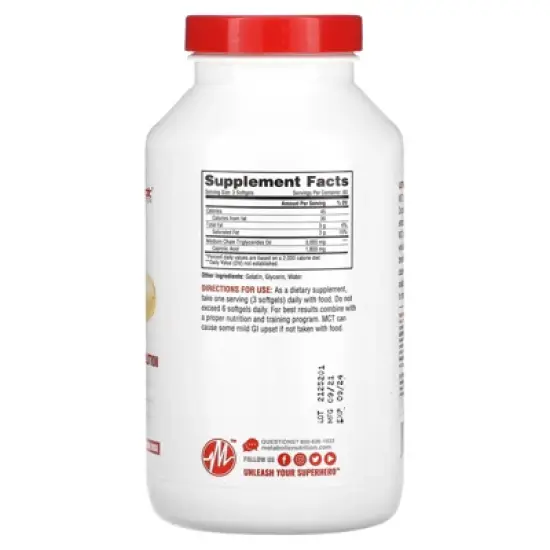 Metabolic Nutrition MCT 3000, 180 Softgets (1,000 mg per Softgel) image {1}
