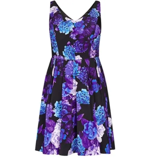 Women's Plus Size Hydrangea Fit & Flare Dress - Black | CITY CHIC image {2}