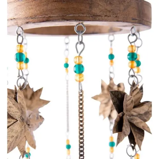 Wind & Weather Beaded Antiqued Bronze-Colored Poinsettia Blossom Wind Chime image {4}