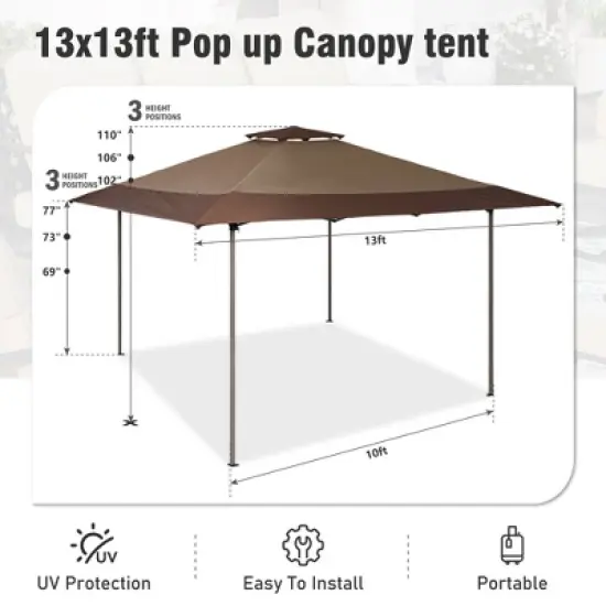 Captiva Designs 13&rsquo; x 13&rsquo; Pop-Up Canopy Tent - Instant Folding Shelter for Large Outdoor Sun Protection image {7}