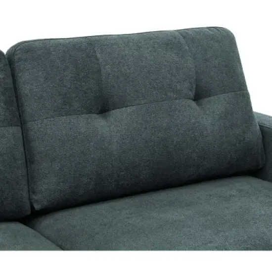 67.7" Wide Mid-Century Modern Polyester Tufted Loveseat Sofa With Wooden Legs image {7}