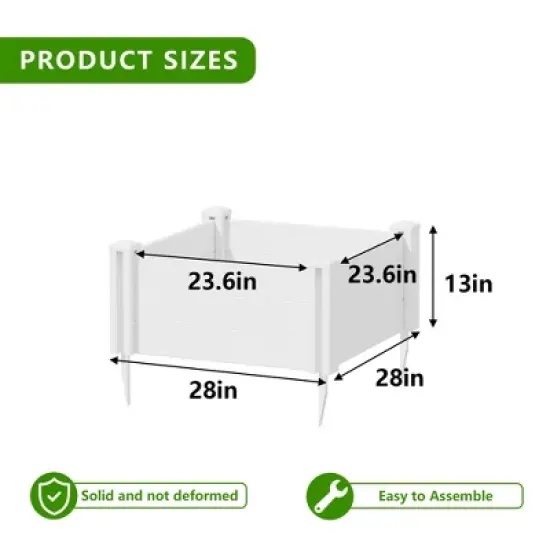 Lirago 28" x 28 x13" White PVC Modular Garden Fence Panel Durable Easy to Install Soil Improvement Solution image {4}