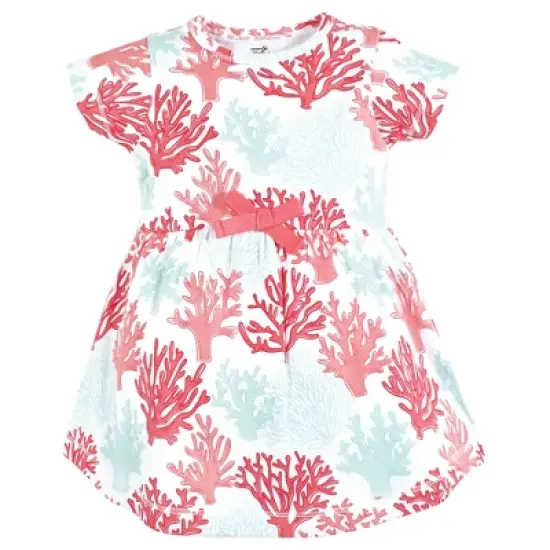 Touched by Nature Girls Infant, Toddler, and Kids Organic Cotton Dress and Cardigan, Coral Reef image {3}
