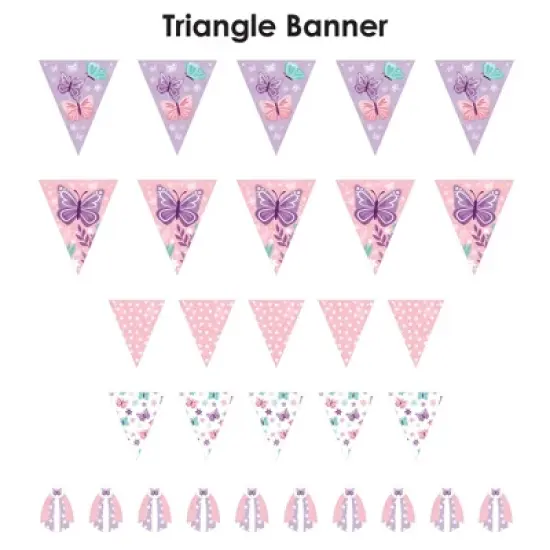 Big Dot of Happiness Beautiful Butterfly - DIY Floral Baby Shower or Birthday Party Pennant Garland Decoration - Triangle Banner - 30 Pieces image {5}