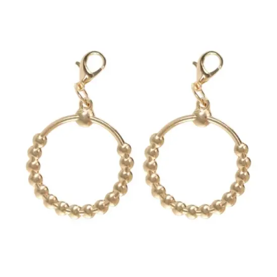 Unique Bargains Pearl Circle Shoelace Charms Gold Tone 1 Pair image {3}