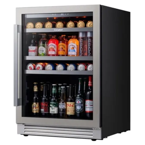 Ca'Lefort 24-inch 180-Can Beverage Fridge, 34&deg;F-54&deg;F, Glass Door with 3 LED Lights, Built-in/Freestanding, 5.65 cu.ft image {1}