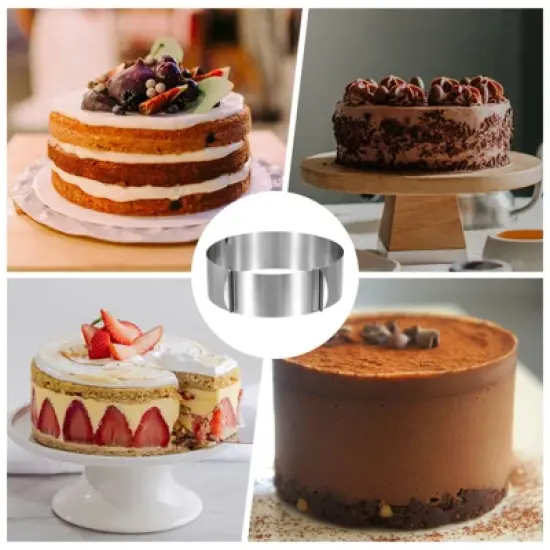 Unique Bargains Stainless Steel Round Adjustable Nonstick Cake Ring 2 Pcs image {5}