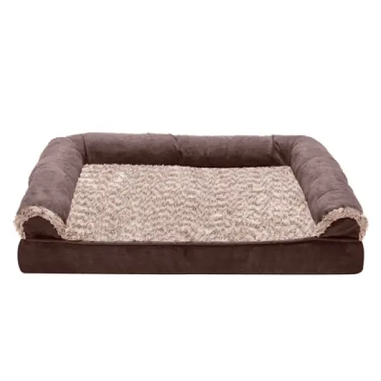 &nbsp;FurHaven Two-Tone Faux Fur & Suede Full Support Sofa Dog Bed image {1}