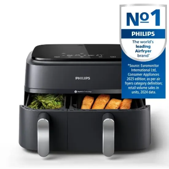 Philips 3000 Series 9.5qt Dual Basket Air Fryer Black image {2}