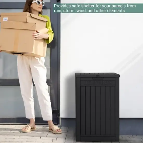 Chic Crate-Package Delivery Box, Large Lockable Storage Box, Double-Wall Resin Outdoor Package Delivery And Waterproof Deck Box For Porch, Patios image {5}