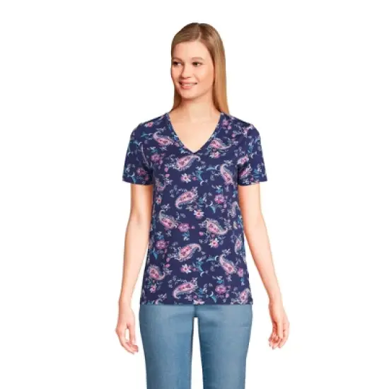 Lands' End Women's Relaxed Supima Cotton Short Sleeve V-Neck T-Shirt image {15}