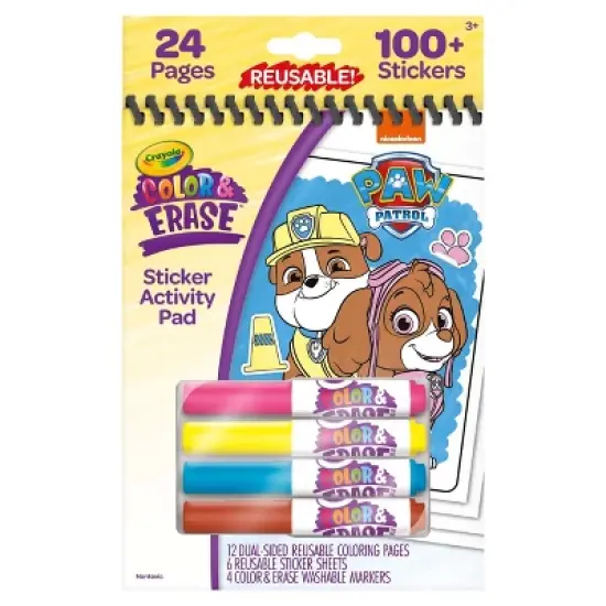 Crayola Paw Patrol Color & Erase Reusable Sticker Activity Pad: Non-Toxic Coloring Book with Stickers for Ages 3+ image {6}