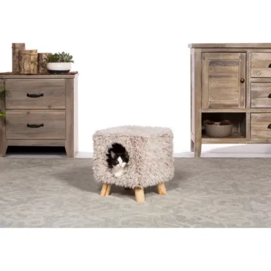 Prevue Pet Products Kitty Power Paws Plush Cozy Cube Cat Bed and Stool. image {1}