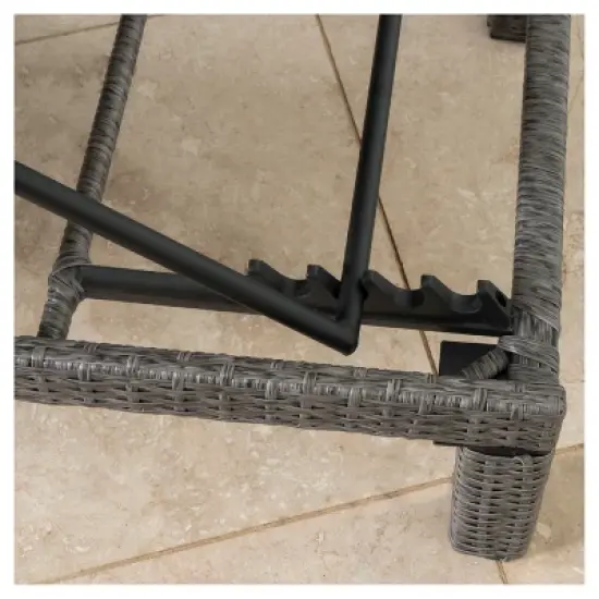 Puerta Set of 2 Wicker Chaise Lounge: Weather-Resistant Iron Frame & Gray Cushions - Christopher Knight Home image {1}