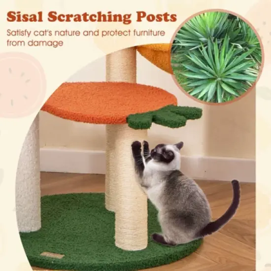Costway Fruit Style Cat Tree Multi-level Cat Tower w/Padded Top Perch Indoor Cat Climbing Frame image {6}
