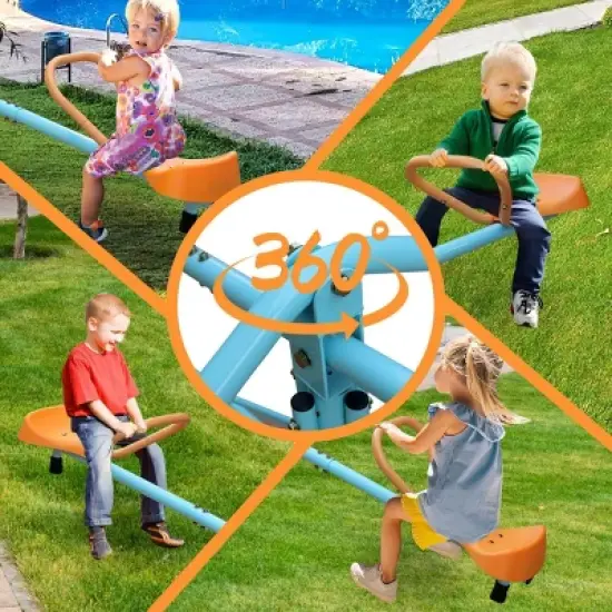 INFURNIC Baby Activity Gyms Quad Seat Spinning Seesaw for Kids to Build Balance and Enjoy Outdoor Fun, Multicolor, 72"*72"*21.3" image {1}