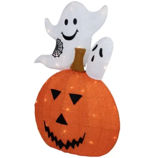 Northlight LED Lighted Jack-O-Lantern and Ghosts Halloween Decoration - 27.5" - Clear Lights image {3}
