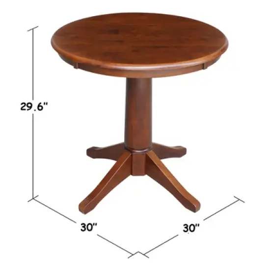 30" Nick Round Top Pedestal Table Espresso - International Concepts image {2}