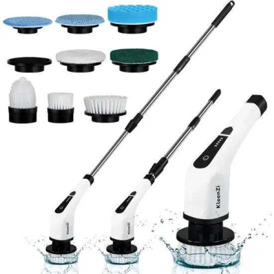 Electric Spin Scrubber Cleaning Brush 8 In 1 Shower Scrubber Adjustable Handle. For Windows, Bathrooms, Cars. Luminuxe image {6}