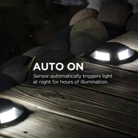 Home Zone Security&reg; Solar-Powered Waterproof Integrated LED Deck Lights, 20 Lumens, 4 Pack in Black image {7}