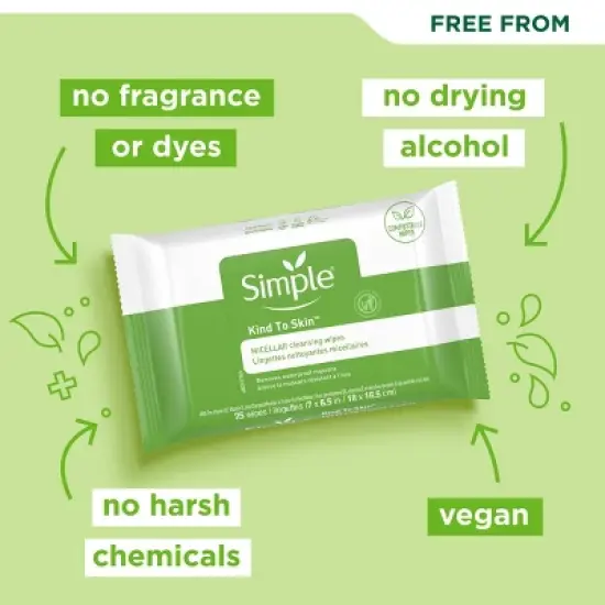 Unscented Simple Kind to Skin Micellar Makeup Remover Wipes - 25ct image {4}