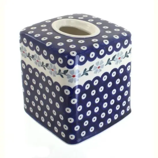 Blue Rose Polish Pottery O003 Manufaktura Tissue Box image {3}