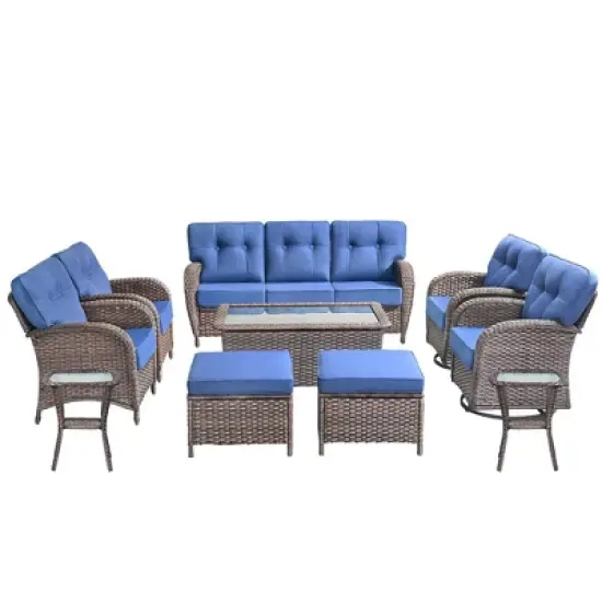 10 Pieces Gymojoy Sofa Chairs Ottoman with Swivel Chairs image {2}