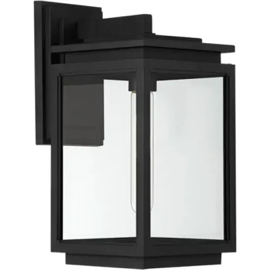 Possini Euro Design Atkins Modern Outdoor Wall Light Fixture Matte Black 14 1/4" Clear Glass for Post Exterior Barn Deck House Porch Yard Posts Patio image {5}