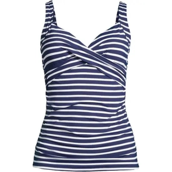 Lands' End Women's Long Chlorine Resistant V-Neck Wrap Underwire Tankini Swimsuit Top Adjustable Straps image {7}