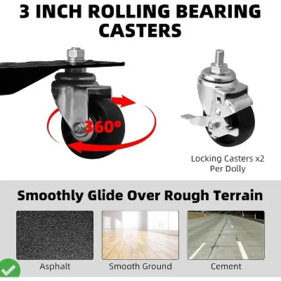 Heavy Duty Car Dollies Set (2/4-Pack, 3000/6000LBS Capacity) Wheel Dolly for Moving Vehicles Trucks  Motorcycles Trailers & Disabled Cars image {3}