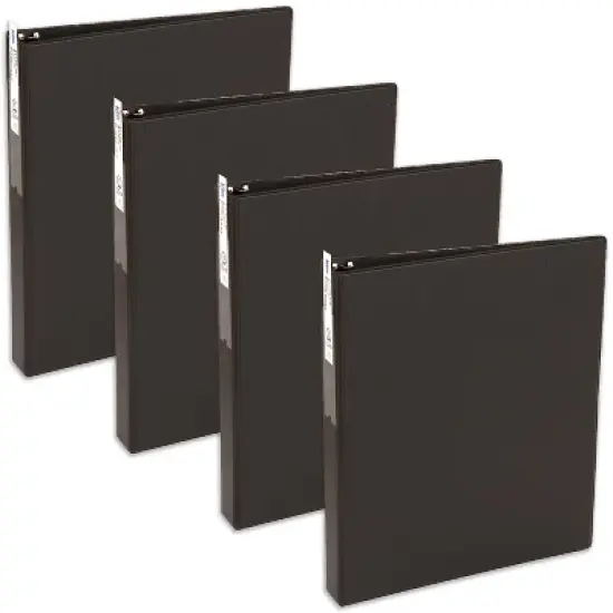 Avery Economy 3 Ring Binder, Label Holder, 1 Inch Round Rings, 4 Black Binders (04301) image {7}