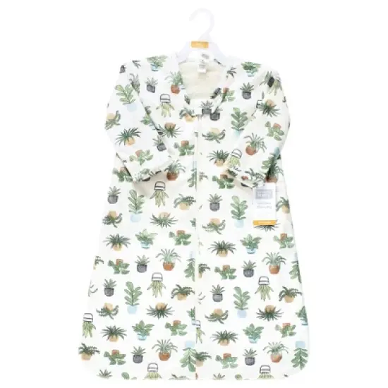 Hudson Baby Long Sleeve Plush Faux Fur Sleeping Bag, Wearable Blanket, Plants image {1}