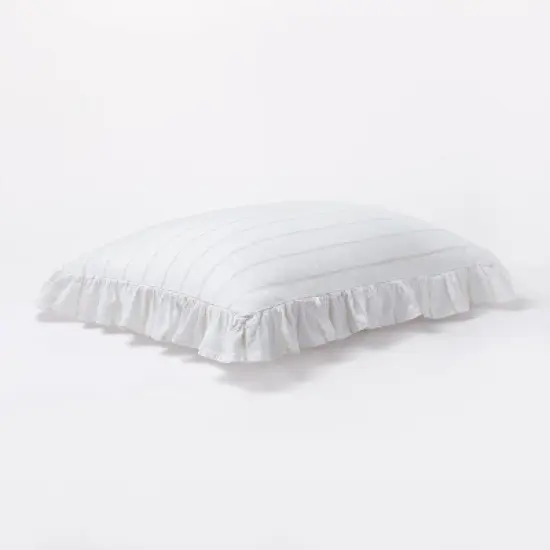 Yarn Dye Stripe with Ruffle Duvet Cover & Sham Set White/Khaki - Threshold&trade; with Studio McGee image {5}