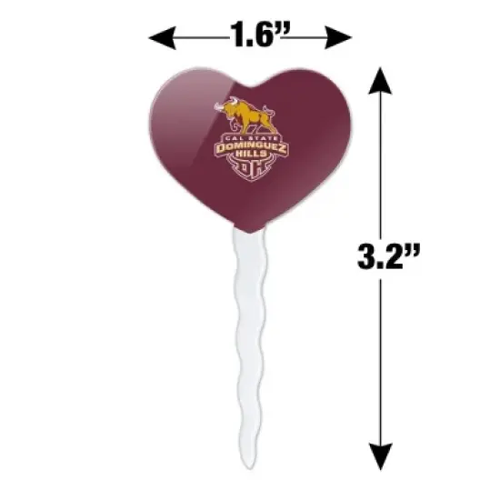 California State University Dominguez Hills Primary Logo Heart Love Cupcake Picks Toppers Decoration Set of 6 image {5}