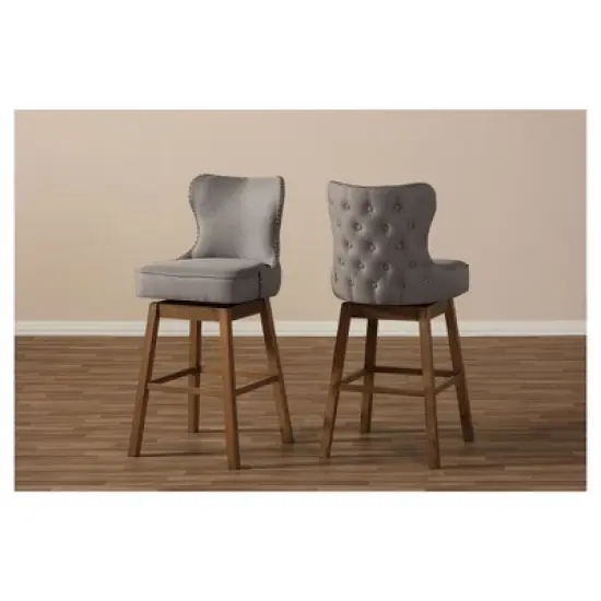 Gradisca Modern And Contemporary Wood Finishing Upholstered Barstools Set Of 2 - Baxton Studio image {5}