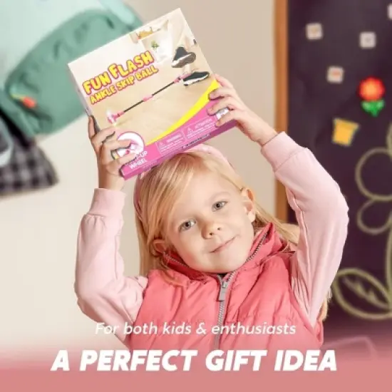 Joyfy Pink Ankle Skip Ball for Kids, Skip  Toy with Flashing Lights for Kids Indoor & Outdoor Play, Sports Toy, Birthday Gifts for Kids 3 4 5 + image {7}